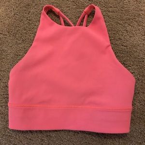 Lululemon wunder train high neck bright pink sports bra size 6